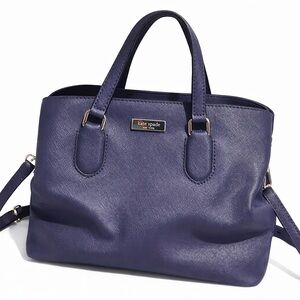 kate spade purple leather satchel with gold-tone accents